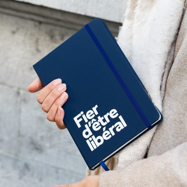 Carnet de note bleu « Fier d’être libéral »